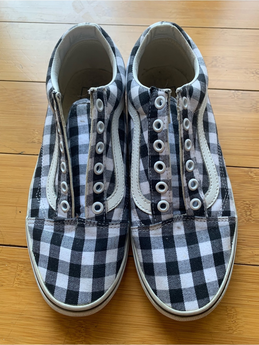 Vans Black and White Gingham Low-Top Sneakers
